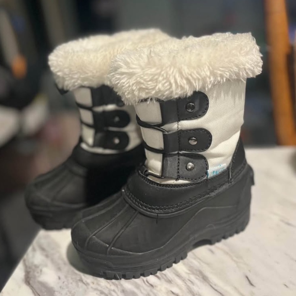 Kids Black and White Winter Boots